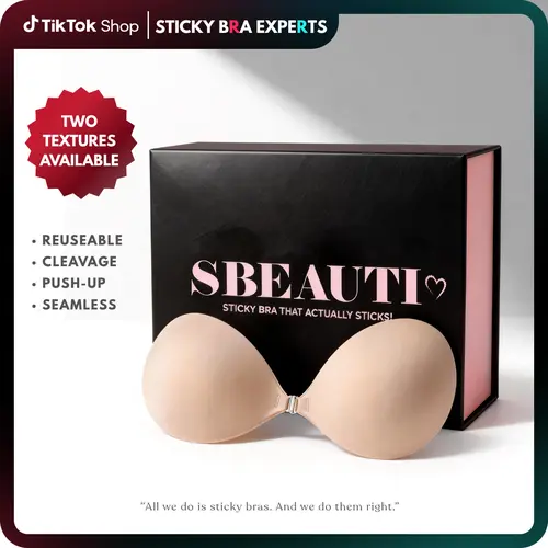 SBEAUTI 1oz Strapless Bra Push up Sticky bra Seamless Strapless Backless Sweat proof glue Ligher fabric adhesive Cleavage Bra Invisible Bra for Date Night Party Wedding dress SummerVibe