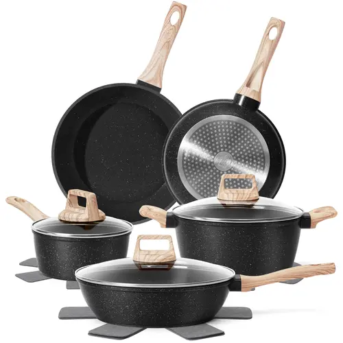 [NEW] SODAY 12 POTS and Pans Set B,NonStick Granite Cookware Set ,Non-toxic Healthy Nonstick Kitchen Cooking Set with Frying Pans, Saucepans,Glass lid,Kitchenware,stock up on specials,sohochic