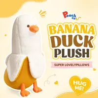 PEACHCAT Cute Banana Duck Food-Themed Plush Stuffed Animal, Funny Design Funky Stuffed Toys for Home Decoration, Squishy Kids Toys for Parent-Child Interaction, Soft Huggable Plushies Gift #sohochic, Gifts