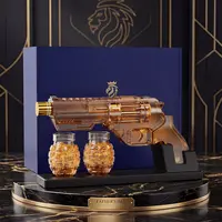 Kollea Whiskey Decanter with Luxury Gift Box,Grenade-Shaped Shot Bottles,Halloween Party Decor,Decanter Set,Bar Accessories,12.83oz Lead-Free Glass Decanter&Wooden Stand,Gifts for Men,Father,Husband,Boyfriend&Military Enthusiasts,Empty Decanter,sohochic