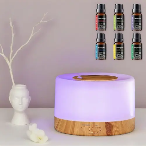 Aromatherapy Gift Set  Smart Aroma Diffuser Humidifier with Remote, Color-Changing Base, 6 Signature Essential Oils, Waterless Fragrance Oil Diffuser, Anxiety & Flower Humidifier, Air Purifier - Perfect Housewarming/Anniversary Present d is ff user,sohoch
