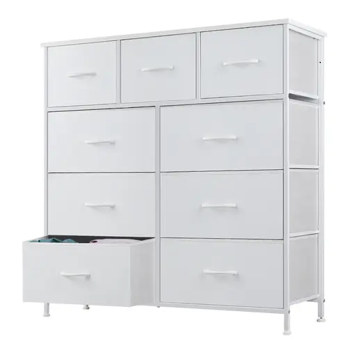 Sweetcrispy 9-Drawer Fabric Storage Tower Furniture - Bedroom Dresser with Fabric Bins, Steel Frame, Wood Top for Drawers for Bedroom, Storage Organization, Organizer Storage, Closet Storage