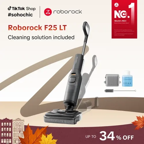 Roborock F25 series Wet Dry Vacuum Cleaner and Mop (F25 Series), 194°F High temperature Self Cleaning & Hot Air Flash Drying,  20000Pa Cordless Vacuum Mop Combo, 180° Lie-Flat Hard  Floor Cleaner, Edge to Edge Cleaning #Sohochic