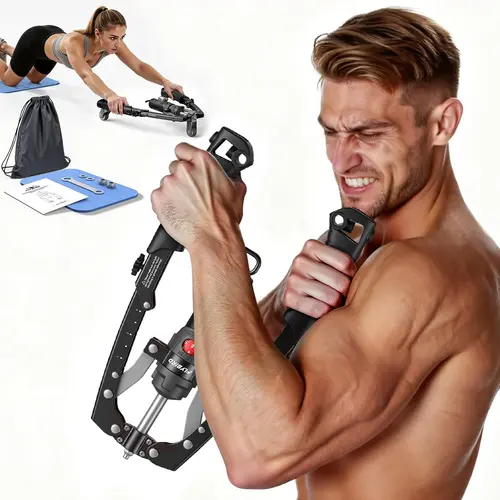 FLYBIRD Series CT1 Hydraulic Chest Trainer, Unisex Arm Strength Trainer & Twister Arm Exerciser - Adjustable 22-440lbs Core/Tricep Gear with Ab Roller Wheel, Pad & Bag, At Home Gym Equipment, Tricep Workout Equipment