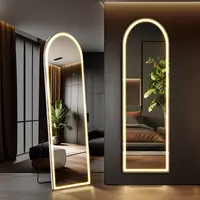 Stand Mirror Full Length with LED Lights, Large Mirror  for Bedroom, Floor Mirror Dimming & 3 Color Lighting, Glass Decorations Supplies, Mirrors Full Length, Aluminum, Room Decor, Led Lighting