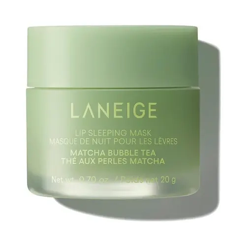 Laneige Bubble Tea Lip Sleeping Mask, Matcha + Taro, Moisturizing, Glossy, Lip Mask, Korean Lip Care Evening Nourishing Smooth Berry