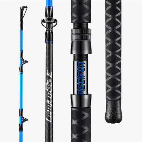 Piscifun LumiCat E Catfish Rod - 7'6" River Fishing Rod for Night Fishing & Big Fish, Super Nano Fiber & E-Glass Build for Enhanced Visibility, Reservoir Use, Better Stress Distribution, Line Control & Big-Fish Power