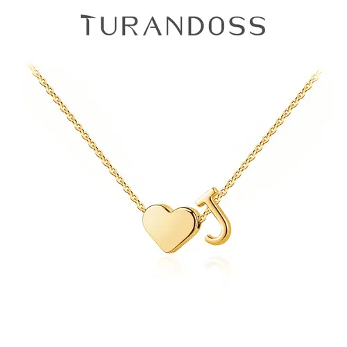 Turandoss Women's Dainty Golden Heart Initial Necklace - A-Z Letter Tag Pendant Jewelry for Women, Mom Birthday Gifts, Personalized Summerwins Costume Accessory, Gold Lettering Necklaces,sohochic