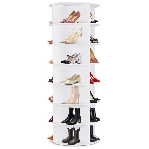 7-Tier Circular 360° Rotates Shoe Rack Organizer, Round Revolving Shelf for Entryway Storage Organization, Indoor Furniture Organizer Storage