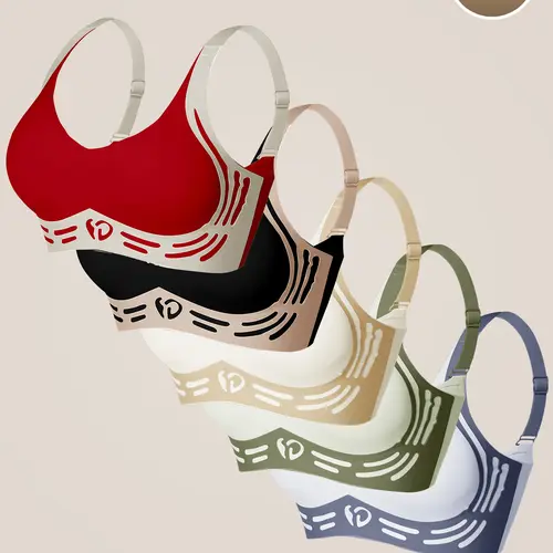 Women's Colorblock Vneck Wireless Bra, SoftComfortable Adjustable Straps BreathableBackless Style Bra, Casual Women's Lingerie forAll Seasons, Bras for Women, Lingerie forWomen,Womenswear, Underwear