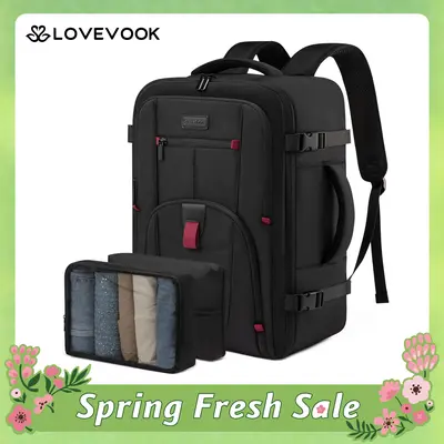 LOVEVOOK Travel Laptop Backpack for Men, 35L and 45L Large Carry On Backpack Personal Item Size, Airline Approved Waterproof Bookbag with 2 Packing Cubes Fits 15.6" - 17.3'' Laptop,TikTokShopBackToSchool
