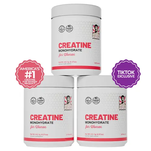 3 Pack Creatine Monohydrate for Women with Collagen and BCAA's - Fitness Supplement Powder for Muscle, Healthy Hair, Skin, Nails and Recovery