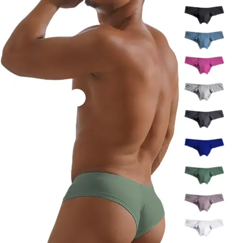 ADANNU Men's Modal Bikini Briefs, Solid Color, Low Rise, No Show, Breathable Sports Underwear