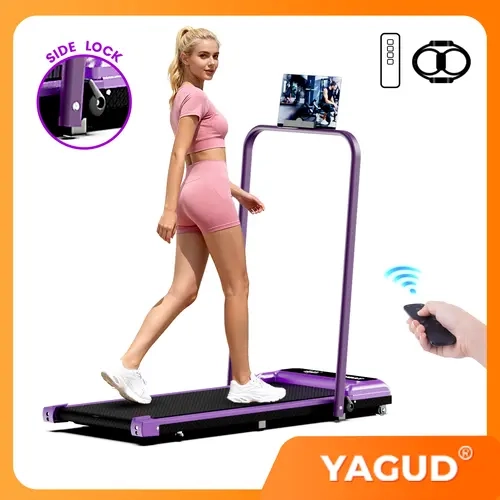 【BACKTOSCHOOL】YAGUD Foldable Treadmill Quiet Walking Pad with Handrail - Remote Control, LED Display, 265LBS Capacity, Dual Shock Absorption, Wide Belt, Compact Design, Home Gym Workout Exercise Equipment for Indoor Cardio at Home