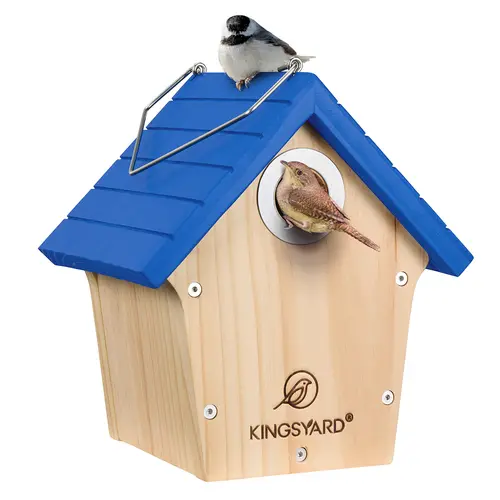 Kingsyard Premium Pine Wooden Wildbird Nest Box - Predator Protection, Bluebird Attractor, Optimal Ventilation, Clean Easily, Guards Young, Bird Cages & Houses for Outdoor Garden Patio Birdwatching Pet Supplies