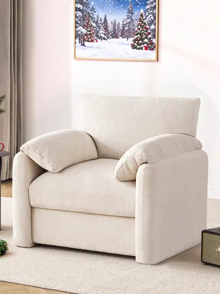 Chenille Oversized Armchair, 38.6" Wide Accent Chairs for Living Room & Bedroom Modern Lounge Chair, Upholstered Mid-Century Reading Chair, Comfy Living Room Chair, Single Sofa Chair