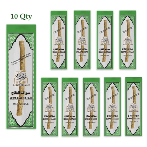 (10 Pack) MINT FLAVOR Sewak Al-Falah Miswak Natural Toothbrush Stick Oral Daily Comfort