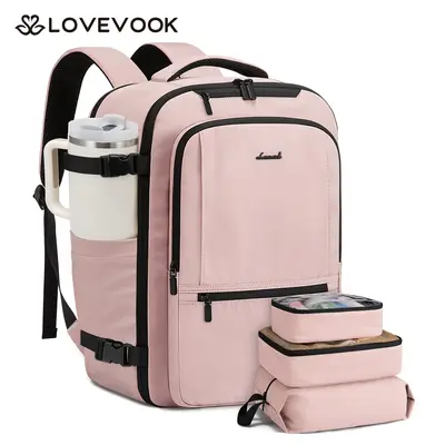 LOVEVOOK Travel Backpack for Women & Men, 40L Large Carry On Backpack Airline Approved, TSA Personal Item Weekender Bag, Water Resistant Laptop Backpack with 3 Packing Cubes for Travel Essentials TikTokShopBackToSchool