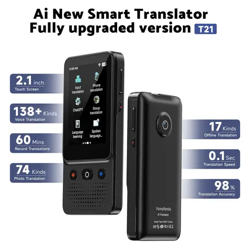 2026 Newest Portable AI Language Translator Device, 138+ Languages AI Offline/Group/Phone Translation Device Two Way Real-Time Voice,Upgraded Chip for Travel Business Learning traductor de voz idiomas Electronic Audio,back to school,back to school haul,so