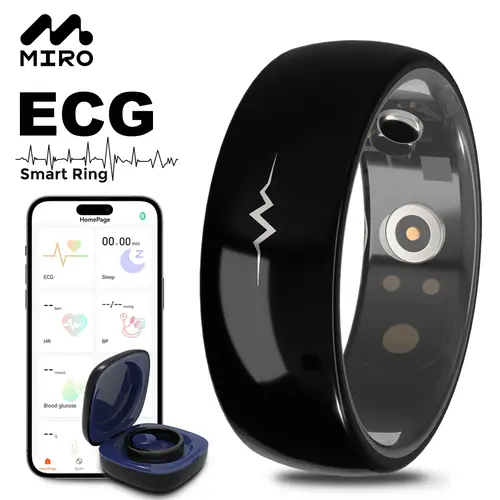 Smart ECG Health Monitoring Ring – ECG/Heart Rate /Sleep /Activity Tracker/Blood pressure/Blood glucose/Spo2/Temperature/Water Proof,sohochic
