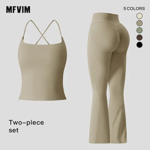 Two Piece Women's Exercise Set, Sling Yoga Exercise Set Micro High Waisted Tummy Slimming Hip Lifting Fitness Set, Quick Dry Workout Fitness Running Exercise Set for Women Lightweight Activewear Tech Fleece Tracksuit,sohochic