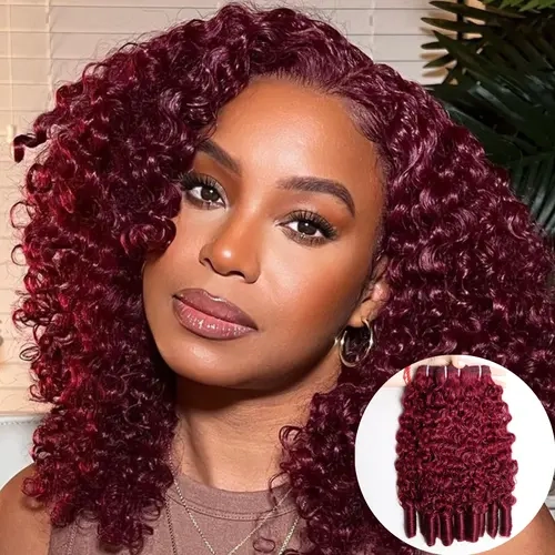 VIPbeauty Burgundy 99J Burmese Curly Bundles Human Hair 100% Unprocessed Virgin Hair Bundles Deals Human Hair Extensions 16A Raw Burmese Curly Human Hair Bundles for Black Women Natural Black Spiral Curly End Human Hair Weft Extensions#SohoChic