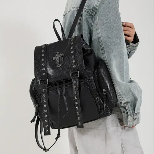 Punk Style Rivet Decor Backpack, Fashionable Urban Backpack for Women, Casual Trendy Daily Commuting Bag, Versatile High-Quality Backpack, Casual Backpacks