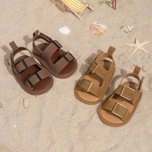 Lullaby Baby Boy Polyurethane Anti-Slip Soft Sole Beach Sandals, 0-18 Months Casual Prewalker Toddler Shoes, Newborn First Walker Shoes, Contrast Color Toddler Slippers