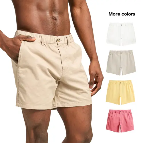 Maamgic Men's 5.5inch Cotton Mesh Casual Short Shorts - Male Fabric, Mensfashion, Men's Stuff, Spandex, Belt Loops, Zipper Pockets, Button, Plain Beige, Soft, Tropical Swim Wetsuit Belt Use (Sports & Outdoor)
