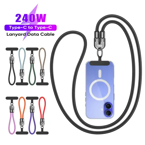 Joytutus Metal 240W USB C Fast Charging Lanyard - 7mm Nylon Crossbody/Wrist Strap Phone Accessory for Mobile, Smartphone, Camera, Hiking, iPhone 16/15, Samsung, Pixel, Earbuds (Car Interior Mounts & Holders Complement),toolupgrade