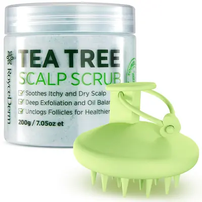 Roycederm Tea Tree Scalp Scrub - 7oz (200g) Haircare Treatment for Adults, Soothing Itchy Relief, Cleansing Dandruff & Buildup Exfoliator, Moisturizing Plant-Based Gentle Cleanser with Shea Oil & Witch Hazel for Any Hair Type