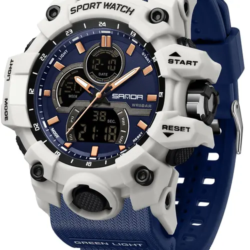 Men's Sportive Quartz Digital Watch, Fashionable Multifunctional Digital Watch with Luminous Dial & Alarm Mode with Digital Display for Men