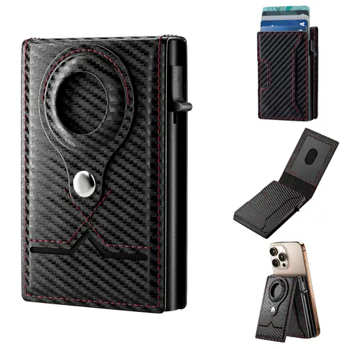 Magnet Card Smart Wallet with Stand for Men, Slim & Large Capacity, RFID Blocking, 9 Slots Credit Card Holder, Magnetic Phone Holder, Money Clip