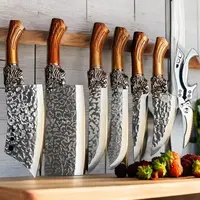 7-Piece Kitchen Knife Set with Block - Ultra-Sharp Stainless Steel Chef’s Blade, Non-Stick Rust-Proof, Ergonomic Handle, Universal Block, Kitchenware Built for Everyday Home Cooking, Ideal for Cutting Tasks & Holiday Gifts, Knives, 7‑Knife Variety