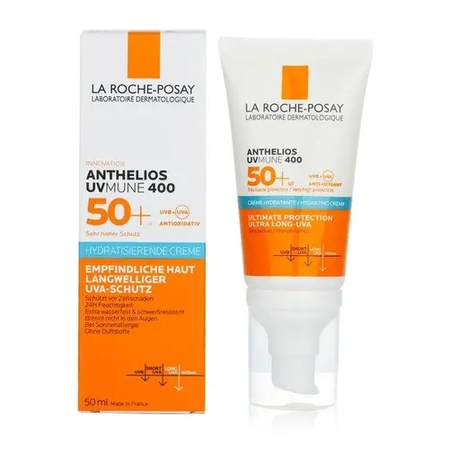 La Roche Posay Anthelios UVmune 400 Hypoallergenic Lightweight Daily Facial Sunscreen Hydrating Non-Paste Cream SPF50, 50ml-1.69oz, Water Resistant, For SPF Makeup Wearers & Sensitive Skin, Ideal for Daily Facial Routine