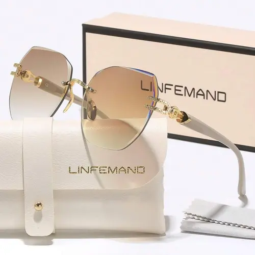 Elegant Lightweight Rimless Sunglasses, Stylish Sunglasses, Fashionable Sunglasses, Trendy Casual Geometric Frame Sunglasses for Women, Fashion Accessories for Everyday Use and Outdoor Activities, Rectangle Frame Sunglasses, Trendy Frames Sunglasses