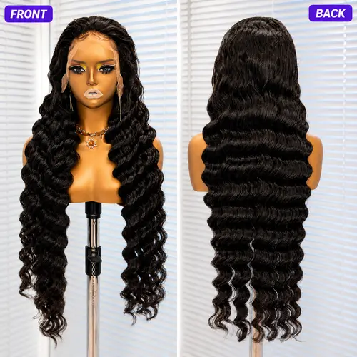 ZLIKE 13*6 Deep Lace Area Luxury Custom Loose Deep Wave 220% Density Wigs Bouncy Wavy Lace Wig Super Double Drawn Virgin Human Hair Transparent Lace Front Wigs #Summervibes
