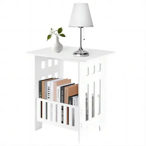 OYAJIA Plastic Stylish Compact Waterproof Pedestal Side Table - Modern Minimal Bedroom Nightstand with Night Stand Drawers, Rounded Corner Safe Storage Organizer for Bedroom, Bathroom, Accent Furniture