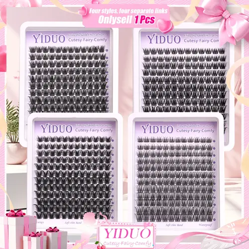 YIDUO Lash Clusters, Wispy High Quality Eyelash Extensions 10-18mm Individual False Eyelashes DIY Cluster Lashes, Lightweight Soft Comfortable Thin-Band Dramatic Eyelash Clusters, Makeup, DIY Volume Eyelashes, Volumized False Eyelashes
