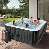 ABORON Blow Up Hot Tubs for 4-6 Adults, 73"X73"X25" Portable Square Outdoor Spa with 130 Bubble Jets, Heater Pump, Drop Stitch Walls, Reinforced Durable PVC Resists Wear, Filter Reminder, 168h Alert, Inflatable Pool Adults for Relaxation