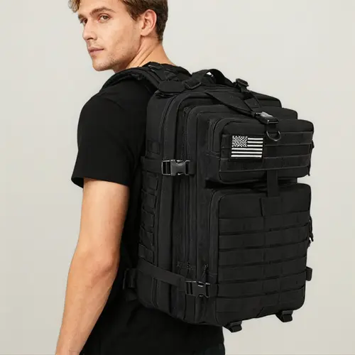 Wolt 45L Tactical Backpack - Durable Outdoor Rucksack with MOLLE Webbing, Adjustable Buckle Straps, Laptop Compartment, Waterproof 900D Polyester Handles for Rugged Use, Compartmentalized Hiking Camping Daypack for Adult Males, Gym Essentials, Hiking Camp
