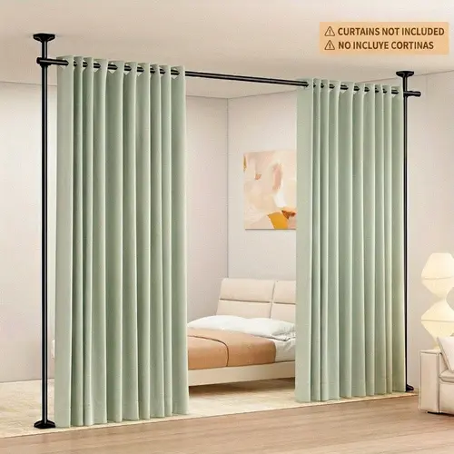 Adjustable Bedroom Partition Rod(Curtains NOT Included) - Heavy-Duty Room Divider Curtain Rod for 4-10 Ft High and 28-70 in Wide Spaces - No Drill Freestanding Separator Freestanding Tension Curtain Stand