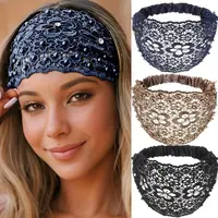 Cubidupi Women's 3PCS Boho Thick Headbands - Black Headband, Crystal Embellishments, Pearl Accents, Auspicious Glam Hair Accessories for Everyday Styling, Wedding Guests