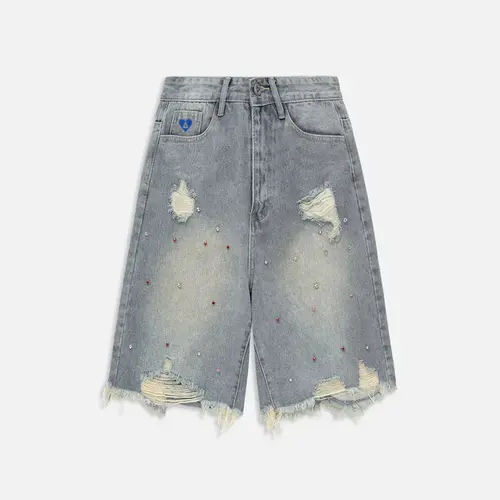Aelfric Eden Y2K Rhinestone Jorts Baggy Shorts Summer 2025 Trends Streetwear Trendy Men's Jorts Women's Jorts Womenswear Bottom Pocket Clothes Cotton Denim