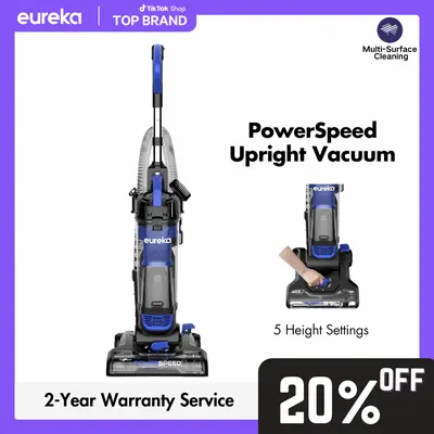 Eureka PowerSpeed Upright Vacuum Cleaner - Lightweight Bagless, Multi Surface, Dual Action Mode, Upgraded Cyclone System for Carpet & Hard Floor, Blue Black , Lightweight Bagless Vacuum