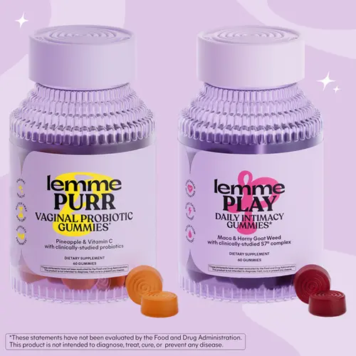 Bedroom Bundle - Lemme Purr Gummies & Lemme Play Gummies, Vaginal Health Gummies with Clinically-Studied SNZ-1969 Probiotics + Daily Intimacy Gummies with Clinically-Studied S7 Complex