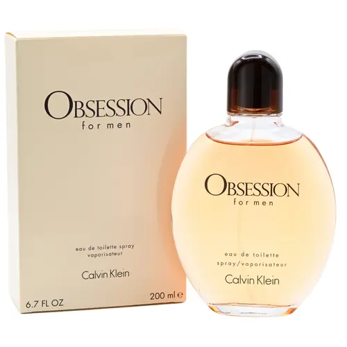 Calvin Klein OBSESSION for Men Eau de Toilette Spray - 6.7 fl oz Men's Cologne with Lemon, Cedarwood, Vetiver/Patchouli Notes, Spicy Woody, Citrus Amber Scent, Amber Musk Trail, EDP Sprays Alternative