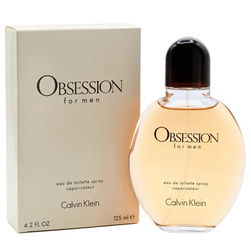 Calvin Klein Obsession for Men Eau de Parfum Spray - Men's Fragrance for Evening Wear, Long-Lasting Woody Spicy Night Spray, Contains Both Cedarwood & Amber Notes, 4.0 fl oz (4 to 4.9 fl oz Range) Single Item