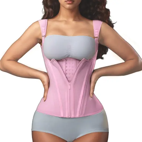 Women's Minimalist Solid Color 1-Piece Strap Shapewear Corset for Women - Adjustable Hook-and-Eye Closure, Zippered High-Waist Tummy Control, All-Season Compression Slimming Underwear, Cute Activewear - Ideal for Thanksgiving, Style & Fashion Use