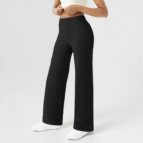 FireSwan Wide Leg Yoga Pants Women Stretch Dress Lounge Pants with Pockets High Waisted Loose Casual Trousers